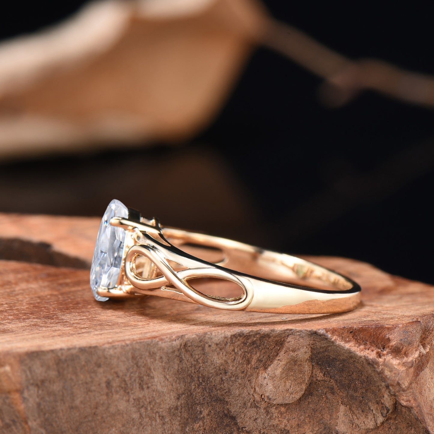 Delicate 1.5CT Oval Cut Moissanite Engagement Ring 14k 18k Yellow Gold Infinite Love Solitarie Wedding Ring Anniversary Gifts For Women