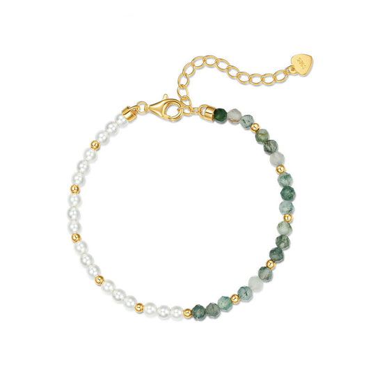 The Meadow & Sea | Moss Agate and Freshwater Pearl Bracelet