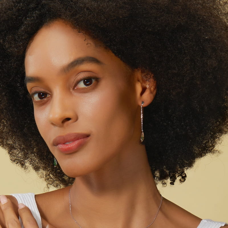 Kite Cut Moss Agate Long Drop Earrings - 4x12mm Natural Mossy Green Stone Dangles