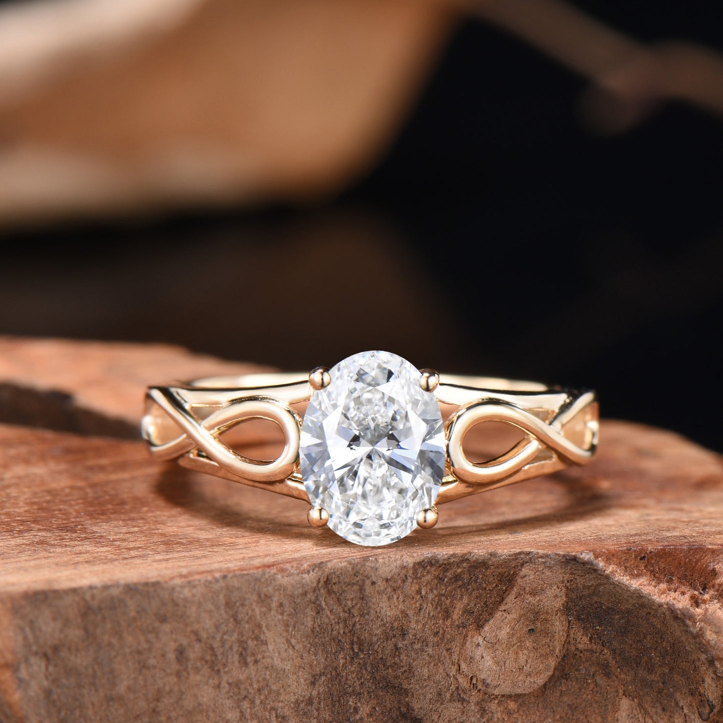 Delicate 1.5CT Oval Cut Moissanite Engagement Ring 14k 18k Yellow Gold Infinite Love Solitarie Wedding Ring Anniversary Gifts For Women