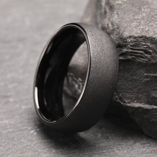 Men's 8mm Black Brushed Tungsten Ring