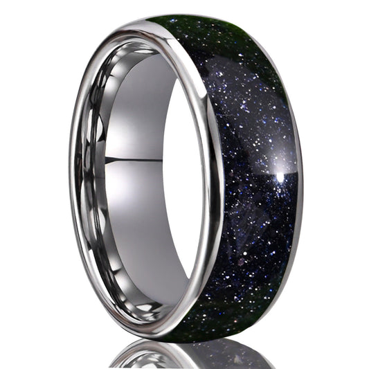 8mm men's wedding band Blue Sandstone Star Tungsten Ring - PENFINE