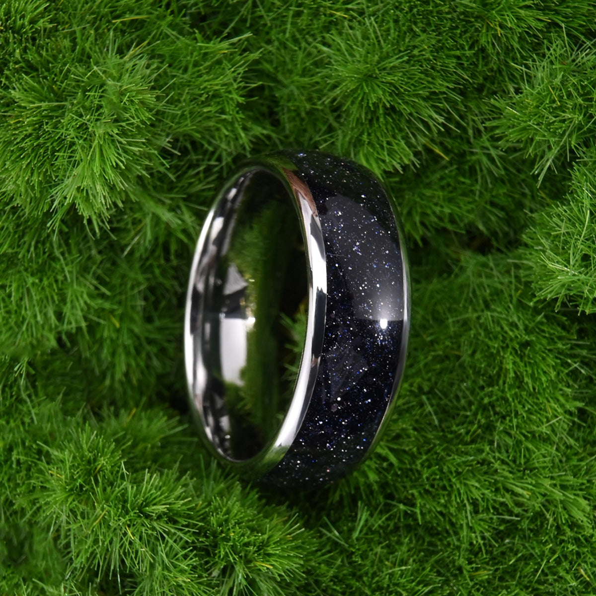 8mm men's wedding band Blue Sandstone Star Tungsten Ring - PENFINE